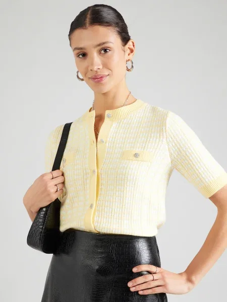 Morgan Geacă tricotată galben deschis alb