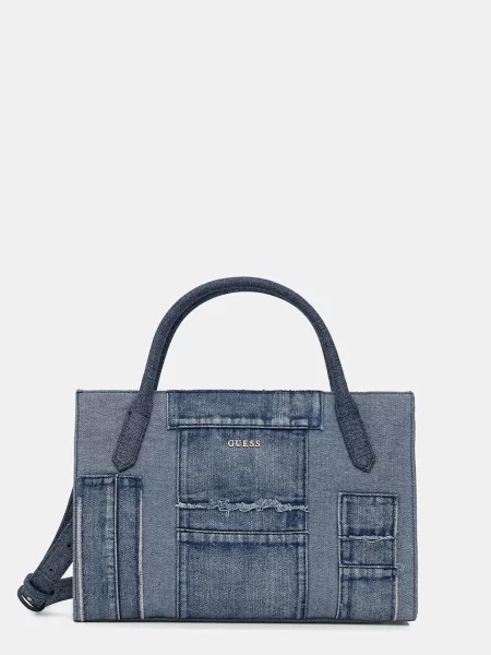 Guess geantă shopper pentru femei din denim JODI albastru