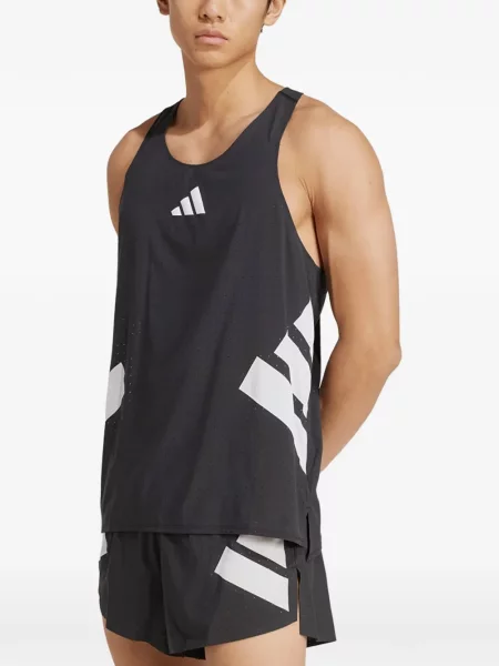 Tricou Adidas alergare cu șireturi din dantelă negru