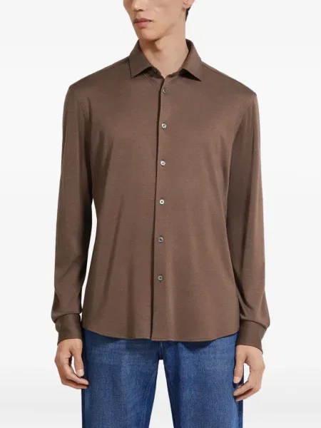 Cămașă Zegna de mătase maro