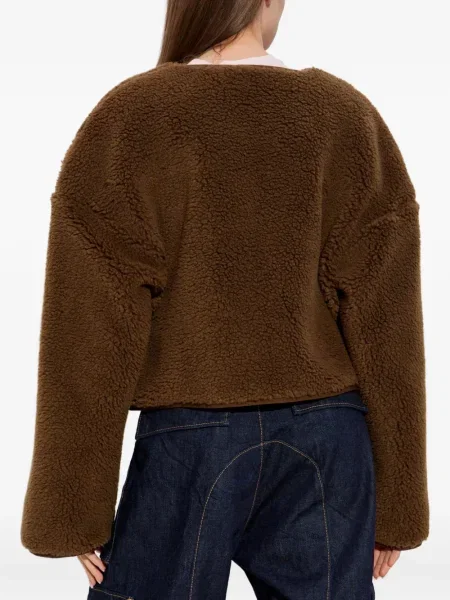 Geacă Dsquared2 cu broderie din fleece maro