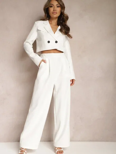 Pantaloni Largi în Stil Elegant Hanessame albe