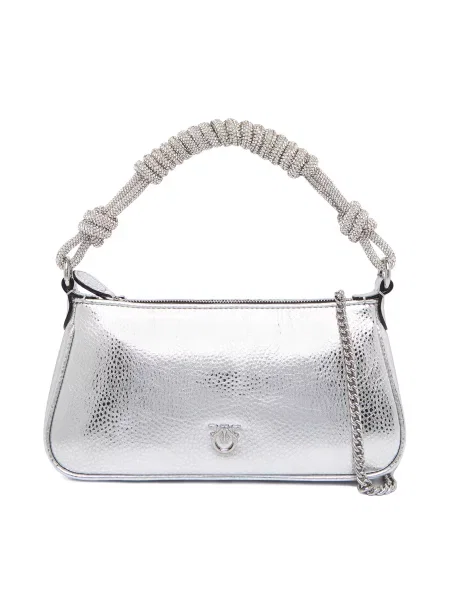 Мини сумка-багет Pinko серебряная