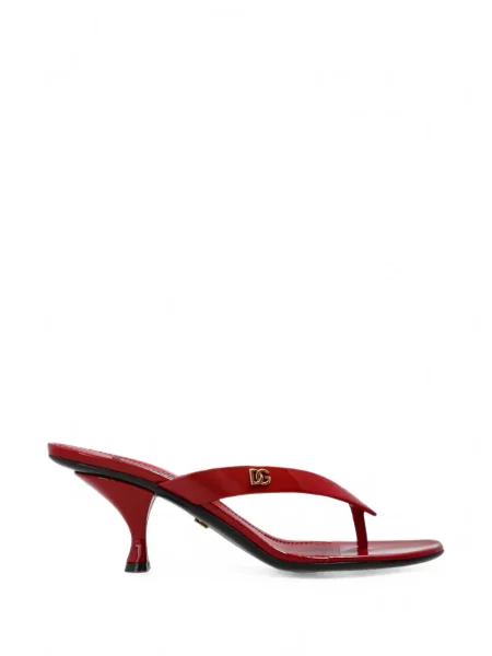 Sandale Dolce & Gabbana din piele de lac cu autograf roșu