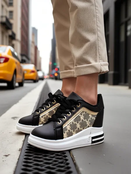 Маратонки Resti с клин ток черно