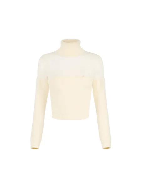 Dzianinowy golf golf Elisabetta Franchi z autografem beżowy