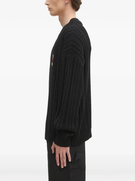 Pulover Sky High Farm cu broderie cu decolteu în V negru