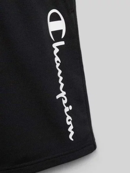 Szorty dresowe z logo i elastycznym pasem Champion czarne