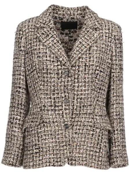 Tvídové jednořadé sako Prada Pre-owned hnědé