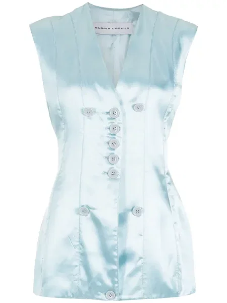 Vestă Gloria Coelho din satin galben