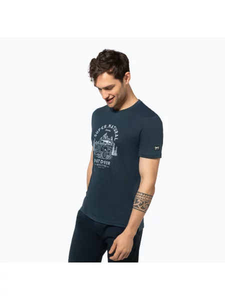 Tricou bărbați super.natural Landi Tee blueberry/vapor grey gri
