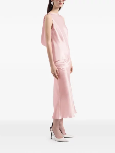 Fustă midi Nina Ricci asimetrică drapată roz