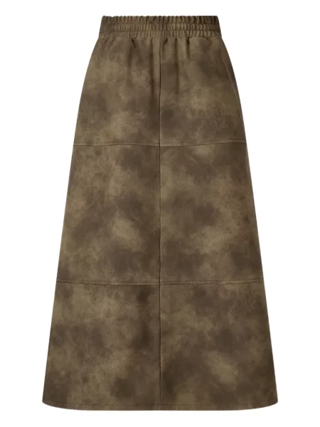 Fustă Studio Tomboy din piele de căprioară maro