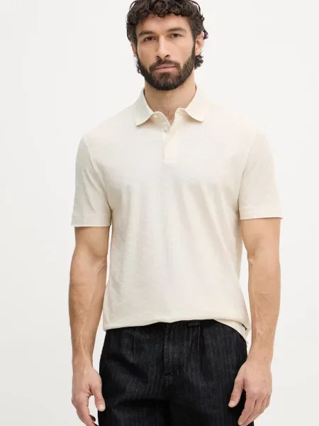 Tricou polo Boss bej