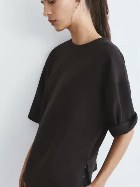 Pull&Bear Tricou supradimensional metalic gri