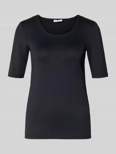 T-shirt o kroju slim fit z okrągłym dekoltem Christian Berg Woman czarna