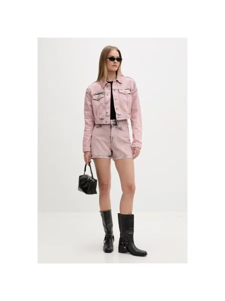 Karl Lagerfeld Jeans szorty jeansowe różowe