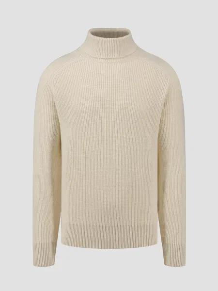 Sweter z golfem Hugo Boss wełniany biały