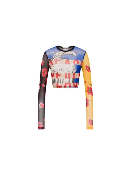 Top Moschino z nadrukiem tiulowy o krotszym kroju