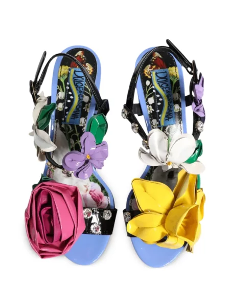 Sandale Dolce & Gabbana cu model floral negru