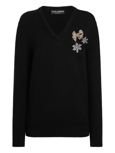 Pulover Dolce & Gabbana cu broderie negru