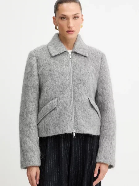 Palton Boss de lână gri