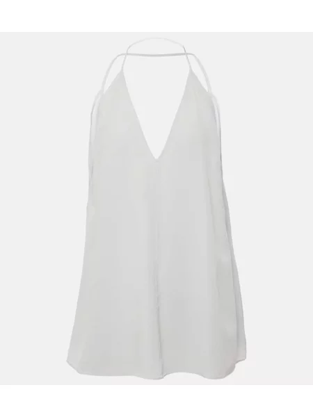 Jedwabny top Toteme z dekoltem halter biały