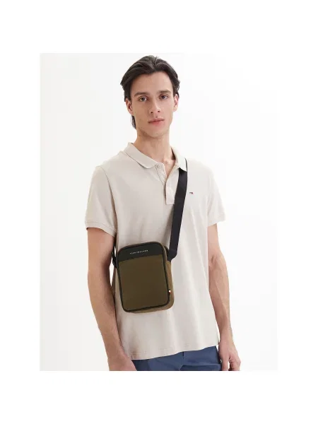 Torbica za okrog pasu Tommy Hilfiger Th Repreve Mini Reporter zelena