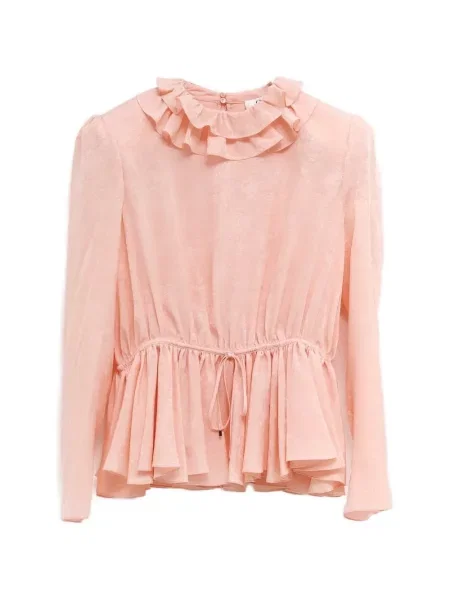 Bluză Chloé cu volane roz