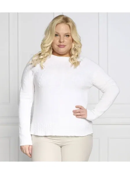 Persona by Marina Rinaldi Pulover AIRONE plus size cu adaos de lână și cașmir alb