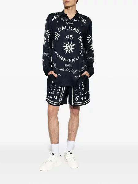 Cămașă Balmain cu imagine albastru