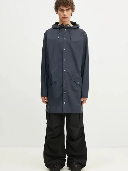 Куртка Rains Long Jacket navy синя