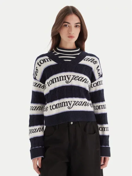 Tommy Jeans Pulover Mornarsko modra