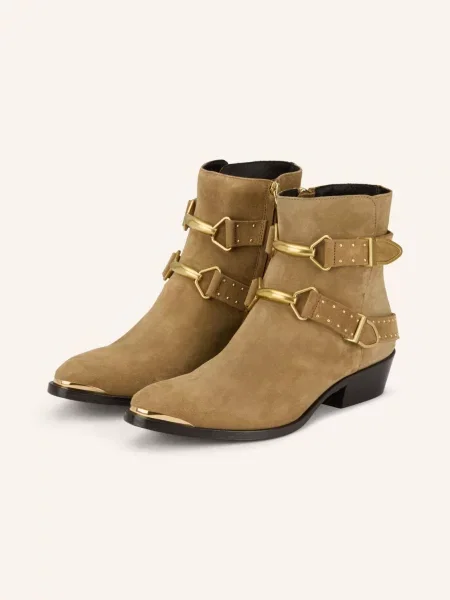 Isabel Marant Botki Zalya Z Nitami beige beżowe