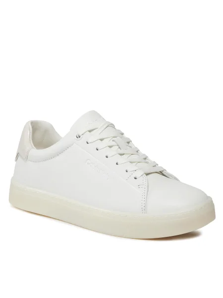 Кожени маратонки Calvin Klein CUPSOLE LACE UP PEARL бяло