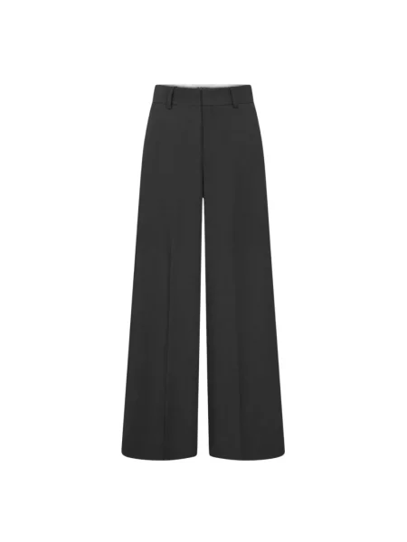 Lniane spodnie Rossi biznesowe czarne