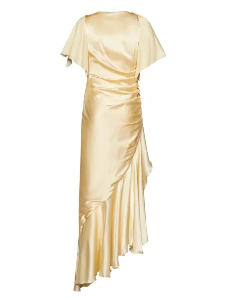 Rochie Amen din satin de costum galben