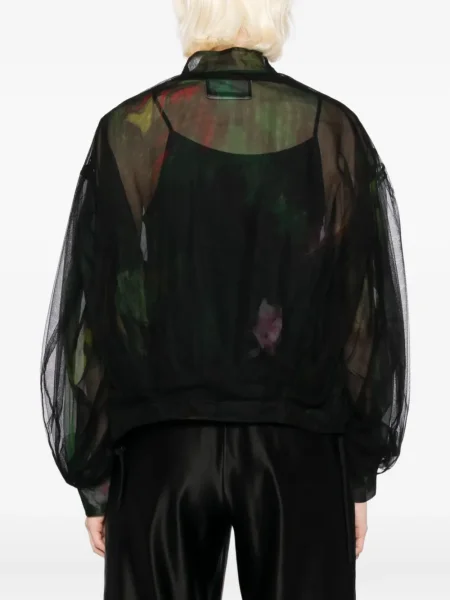Geacă bomber Quetsche cu model floral cu imagine din tul negru