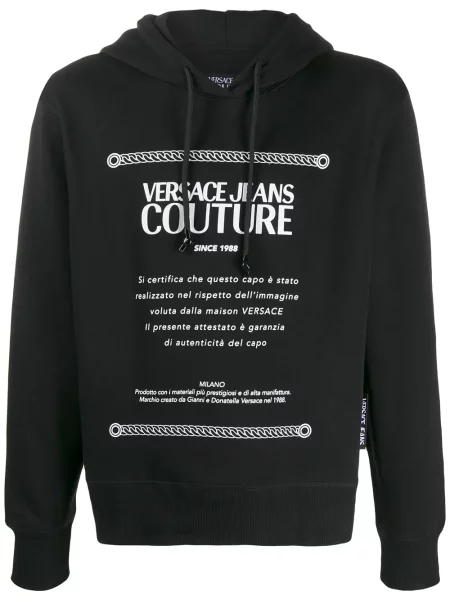 Hanorac cu glugă Versace Jeans Couture cu imagine negru