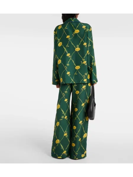 Hodvábna kvetinová košeľa Burberry zelená
