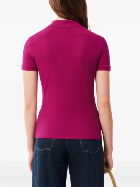 Tricou polo Lacoste cu autograf roz