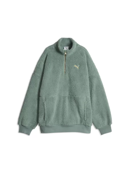 PUMA bluza sherpa o kroju oversize z zamkiem Odzież S zielony