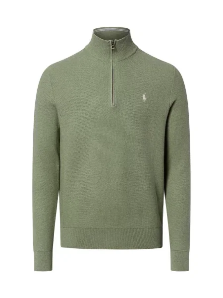 Ralph Lauren Swetry Mężczyzna S Sweter z bawełny o splocie siatkowym zapinany na krótki zielony