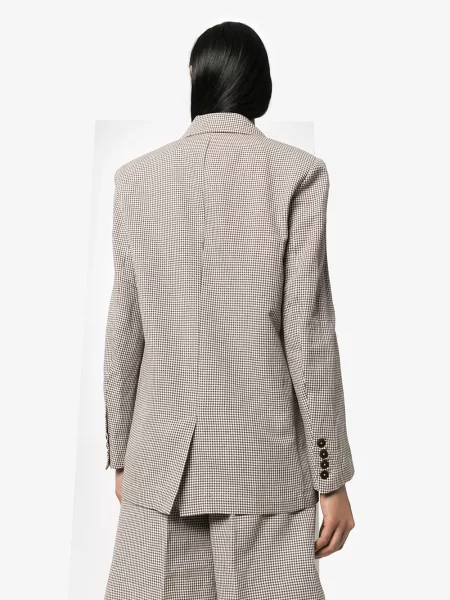 Marynarka Remain w kratkę dwurzędowa brązowa