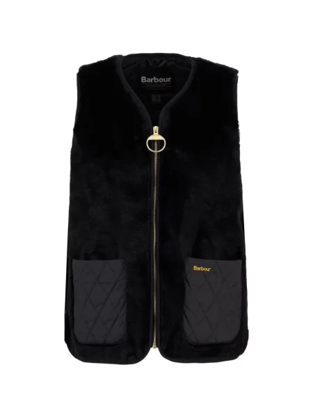 Matlasat vestă Barbour cu blană negru
