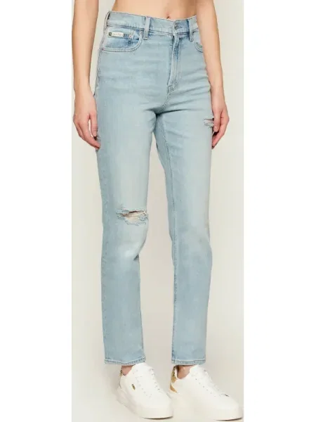 Calvin Klein Jeans Blugi New Mom Jean Bowery Destroyed Mom Fit albastru