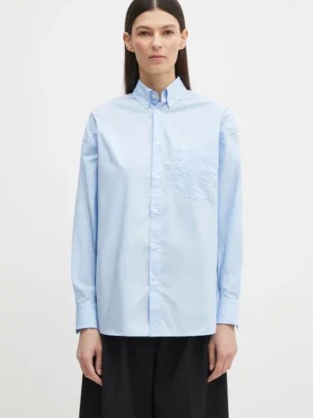 Fiorucci camasa din Angel Embroidered Relaxed Fit femei cu guler clasic relaxed albastru