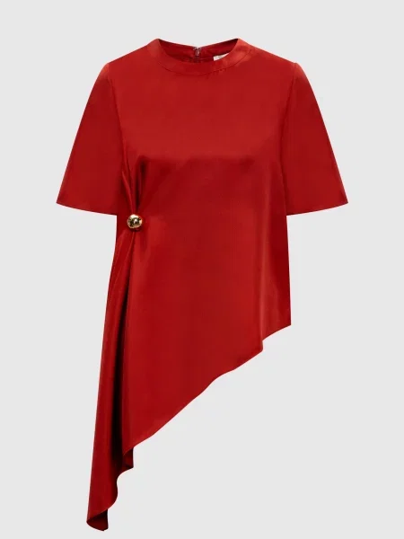 Теракотова асиметрична блуза MADEA із шовку Loulou De Saison червона