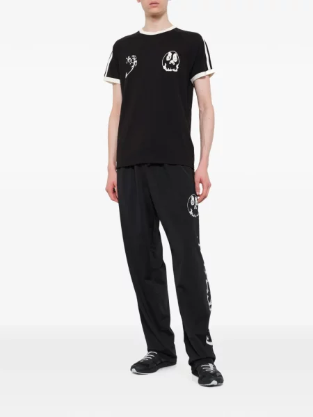 Tricou Y-3 cu dungi cu imagine negru