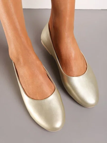 Balerini Platforma Imitatie Piele Jemenna aurii